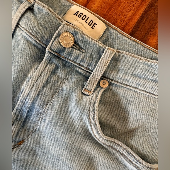 Agolde Sophie Light Wash Raw Hem Denim Jeans 24 Waist 00 Ankle - Picture 10 of 12